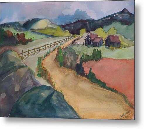 Scenery Metal Print featuring the painting Farmland Road by Barbara McGeachen