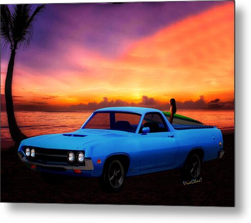 1970 Ranchero Dominican Beach Sunrise Metal Print featuring the photograph 1970 Ranchero Dominican Beach Sunrise by Chas Sinklier