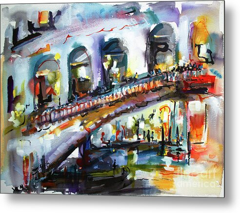 Venice Metal Print featuring the painting Abstract Venice Reflections under Rialto by Ginette Callaway