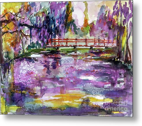 Watercolors Metal Print featuring the painting Charleston South Carolina Magnolia Gardens by Ginette Callaway