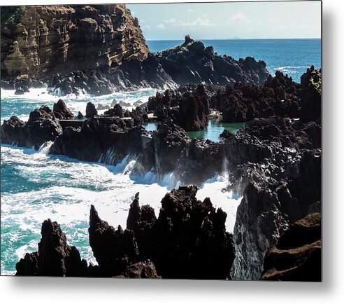 Madeira Metal Print featuring the photograph Lava-rock pools of Porto Moniz by Claudio Maioli