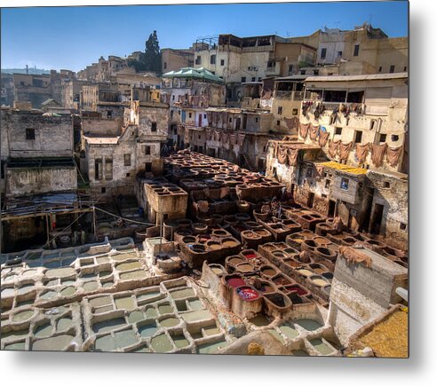 Fes Metal Print featuring the photograph Leather tanneries of Fes - 6 #1 by Claudio Maioli