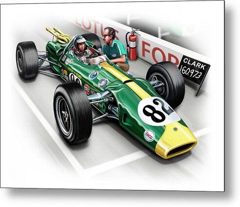 Automotive Metal Print featuring the digital art Lotus 38 Indy 500 Winner 1965 by David Kyte