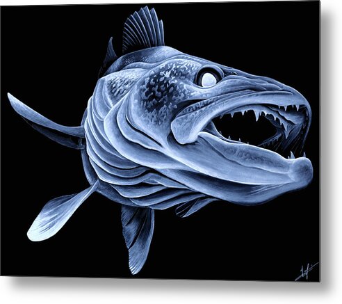 Walleye Metal Print featuring the painting Low Light Walleye by Nick Laferriere