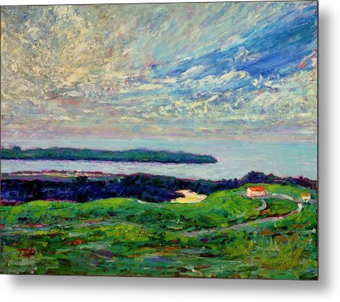Seascape Metal Print featuring the painting February Sky Tomales Bay by Tom Pittard