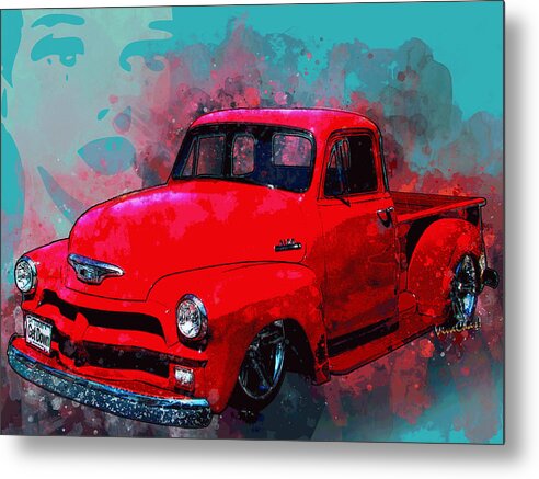 Love Metal Print featuring the digital art Love Me Love My 54 Chevy Pickup Truck by Chas Sinklier