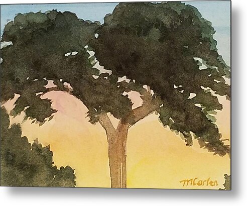 Cypress Tree Metal Print featuring the painting Iconic Montecito Cypress by M Carlen