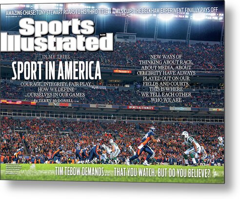 Magazine Cover Metal Print featuring the photograph New York Jets V Denver Broncos Sports Illustrated Cover by Sports Illustrated