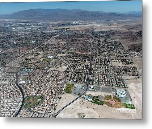 Las Vegas Real Estate Metal Print featuring the photograph Las Vegas Nevada Real Estate Aerial View of Sunrise Manor Neighborhood by David Oppenheimer