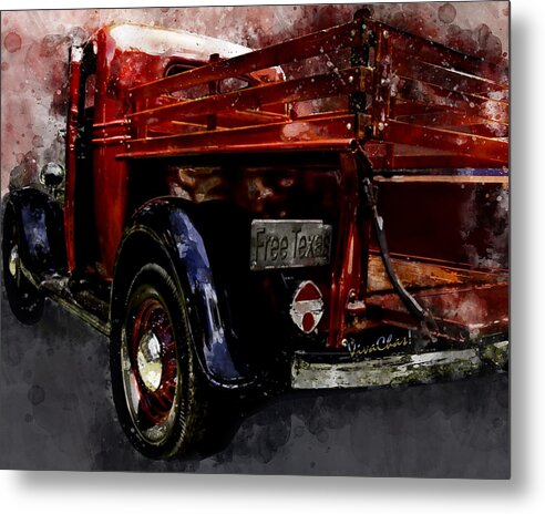 1937 Metal Print featuring the digital art 1937 Ranch Pickup Watercolour by Chas Sinklier