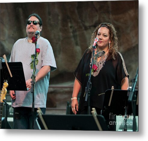 2011 Metal Print featuring the photograph Jeff Pehrson and Sunshine Becker with Furthur at Red Rocks Amphi #2 by David Oppenheimer
