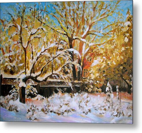 Snow Metal Print featuring the painting Before They Were Gone by Anne F Marshall