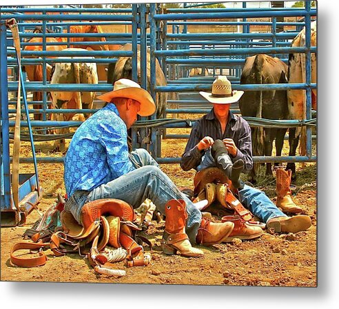 Cowboys Metal Print featuring the photograph Boot Up by Gus McCrea