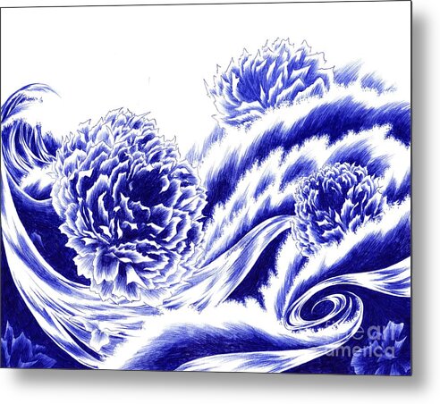 Fortune Metal Print featuring the drawing Fortunes of Life - On the Tide by Alice Chen