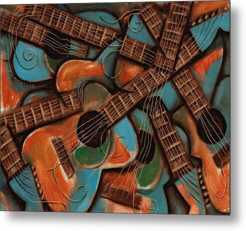 Guitar Metal Print featuring the painting Tommervik Abstract Guitars Art Print by Tommervik