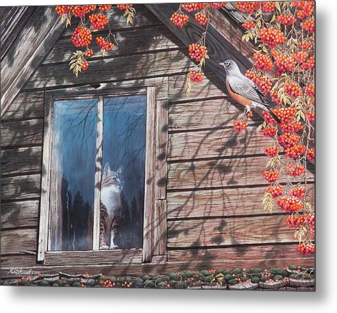 Cat Metal Print featuring the painting A Feast for the Eyes by Mike Stinnett