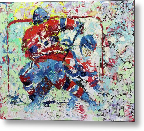 Ice Hockey Metal Print featuring the painting ICE HOCKEY No1 by Walter Fahmy