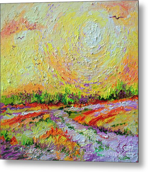 Impressionism Metal Print featuring the painting Impressionist Landscape Sunny Day by Ginette Callaway
