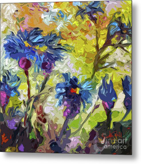 Abstract Art Metal Print featuring the mixed media Abstract Thistles Floral Art by Ginette Callaway