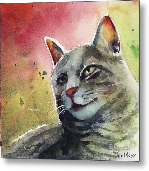 Watercolor Cat Painting Metal Print featuring the painting Handsome Napoleon by Terri Meyer