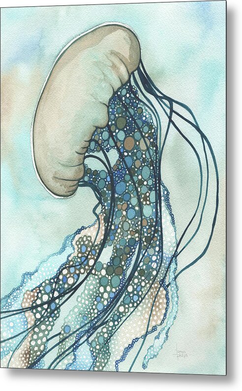 Marine Metal Print featuring the painting Jellyfish II by Tamara Phillips