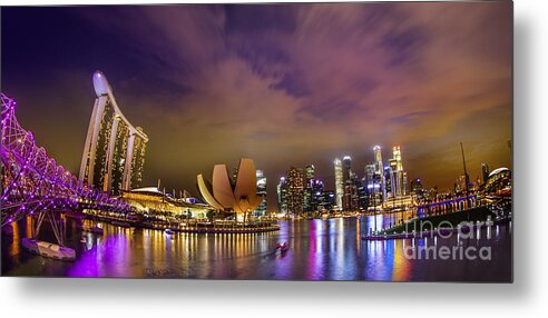 Sky Metal Print featuring the photograph Landscaoe of Singapore business district #1 by Anek Suwannaphoom