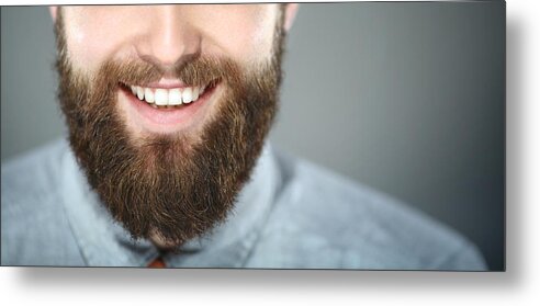 Handsome People Metal Print featuring the photograph Smiling bearded man. #1 by Gilaxia