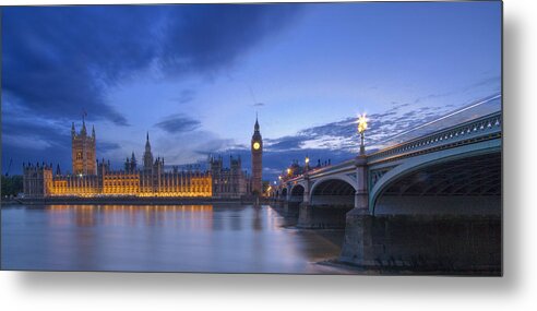 Westminster Bridge Thames Metal Print featuring the photograph Big Ben and the houses of Parliament #14 by David French
