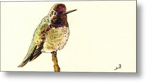 Hummingbird Metal Print featuring the painting Anna s Hummingbird #2 by Juan Bosco