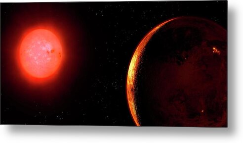 Red Dwarf Metal Print featuring the photograph Artwork Of Red Dwarf And Orbiting Planet by Mark Garlick