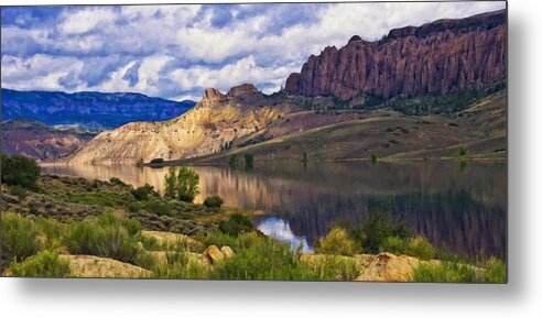 Blue Mesa Reservoir Metal Print featuring the photograph Blue Mesa Reservoir Digital Painting by Priscilla Burgers