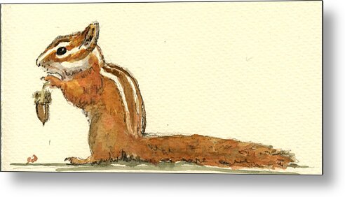 Squirrel Metal Print featuring the painting Chipmunk by Juan Bosco
