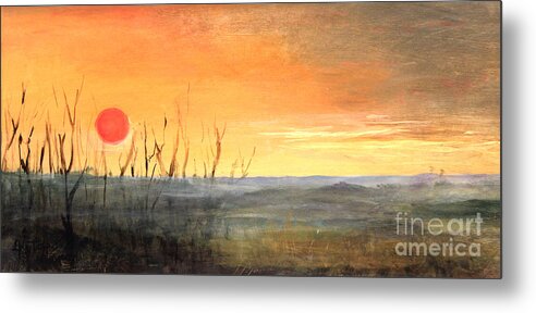 Illinois Metal Print featuring the painting Country Sunset Jo Daviess by Art By Tolpo Collection