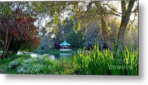 Stow Lake Metal Print featuring the photograph Looking Across Stow Lake at the Pagoda in Golden Gate Park by Jim Fitzpatrick