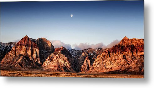 Moon Metal Print featuring the photograph Moon Over Red Rock Canyon by Michael White