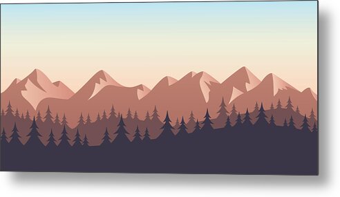 Scenics Metal Print featuring the drawing Mountain Wilderness Landscape Background by Filo