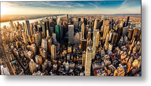 Panoramic Metal Print featuring the photograph New York City Panoramic Aerial View by Ferrantraite