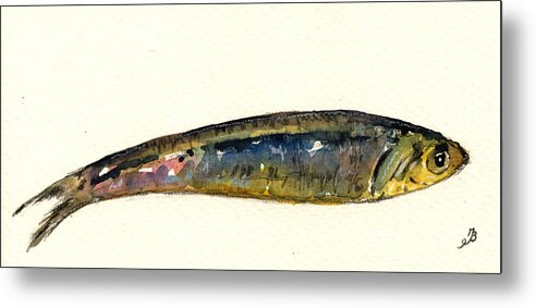 Bait Fish Metal Print featuring the painting Pilchard by Juan Bosco