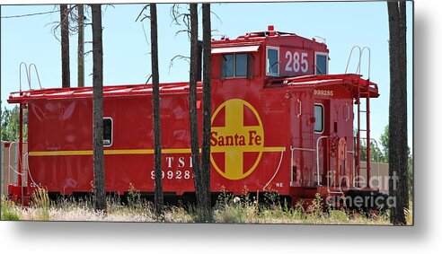 Caboose Metal Print featuring the photograph Santa Fe Caboose by Pamela Walrath