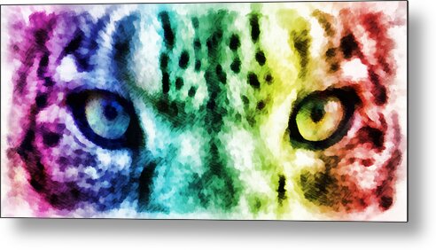 Eyes Metal Print featuring the mixed media Snow Leopard Eyes 2 by Angelina Tamez