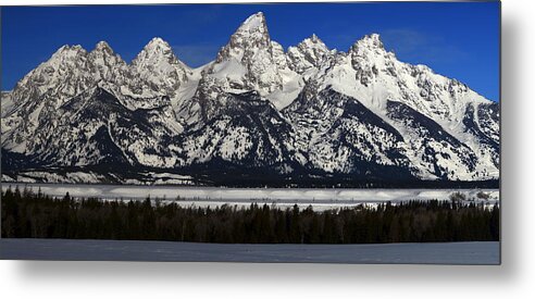 Tetons From Glacier View Overlook Metal Print featuring the photograph Tetons from Glacier View Overlook by Raymond Salani III