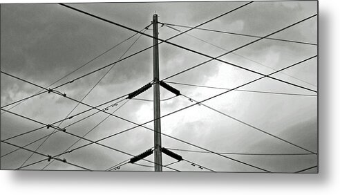 Wires Metal Print featuring the photograph Crossing the lines by Paul Wilford