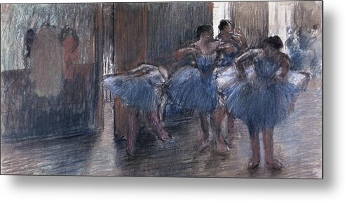 Dancers (pastel) By Edgar Degas (1834-1917) Metal Print featuring the painting Dancers by Edgar Degas