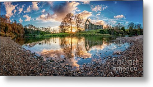 Bolton Abbey Metal Print featuring the photograph Golden hour by the River Wharfe #1 by Mariusz Talarek