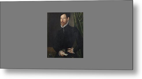 North Italian School Late 16th Century Portrait Of A Gentleman Metal Print featuring the painting Portrait of a gentleman by MotionAge Designs