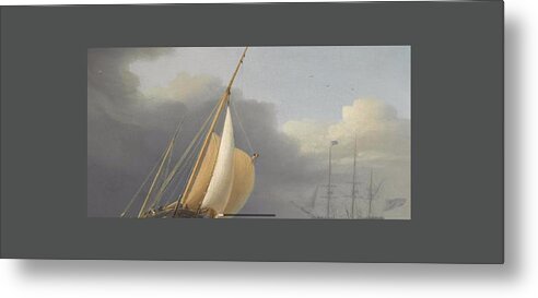 Dominic Serres (british 1722-1793) Coastal Shipping In Rough Seas Metal Print featuring the painting Coastal shipping in rough seas #2 by MotionAge Designs
