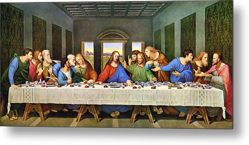 The Last Supper Metal Print featuring the painting The Last Supper #3 by Pam Neilands