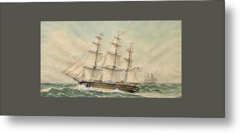 Frederic Schiller Cozzens (american Metal Print featuring the painting A clipper ship entering New York by MotionAge Designs
