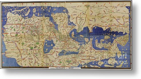 1100s Metal Print featuring the photograph Al Idrisi World Map 1154 by SPL and Photo Researchers