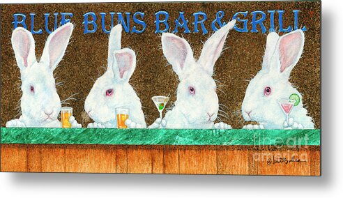 Will Bullas Metal Print featuring the painting Blue Buns Bar and Grill... by Will Bullas